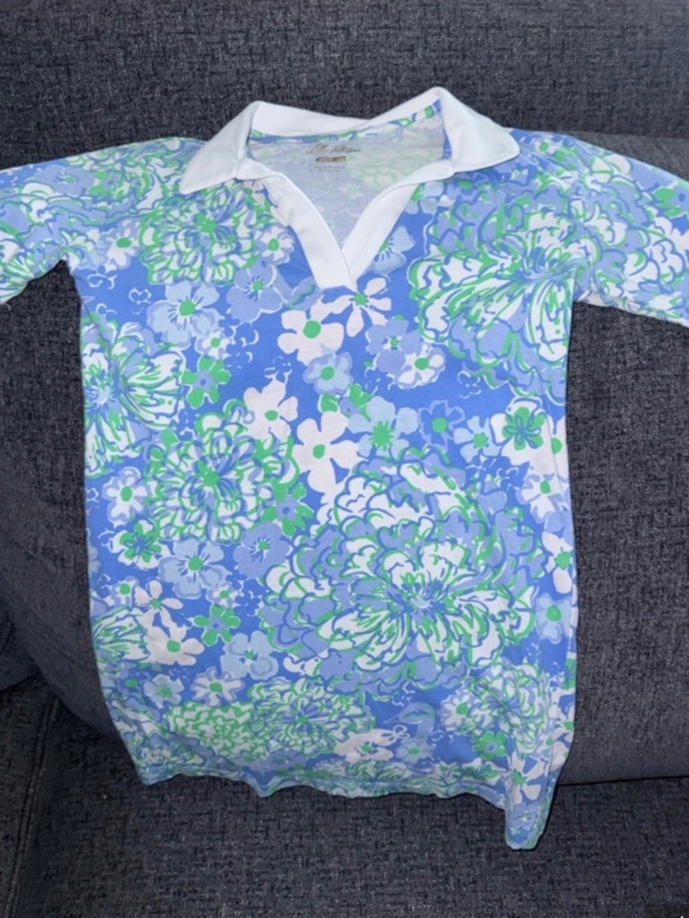 Lilly Pulitzer Blue & Green Floral Polo Dress